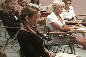 The classroom is the best place for a hot French lesbo orgy