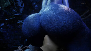 In a beautiful, atmospheric forest, the knight fucks the draenei girl hard