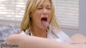 Teen Squirts All Over Hot & Busty Lesbian Doc