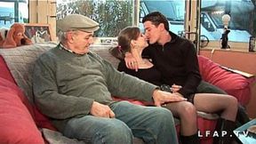 Brune Frenchy Sodomized and Covered in Cum in Gangbang with Elder