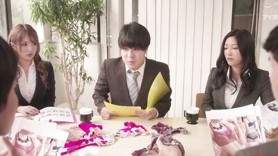 Two horny Japanese bitches are fucking one very lucky guy