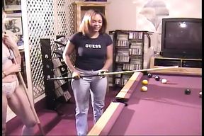 Super hot lesbian couple playing strip pool