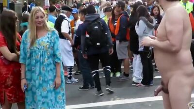 Blonde virgin takes a lusty look at the exhibitionist's penis